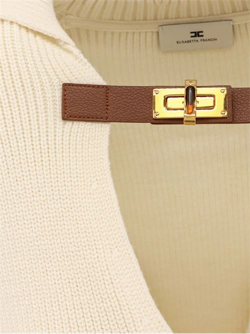 Maglione crema in lana e acrilico Elisabetta Franchi | MK06S56E2DZ9
